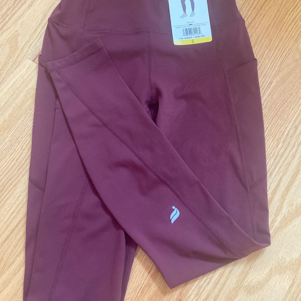 2 x NWT Fabletics Leggings with Pocket Small - Black & Dark Red